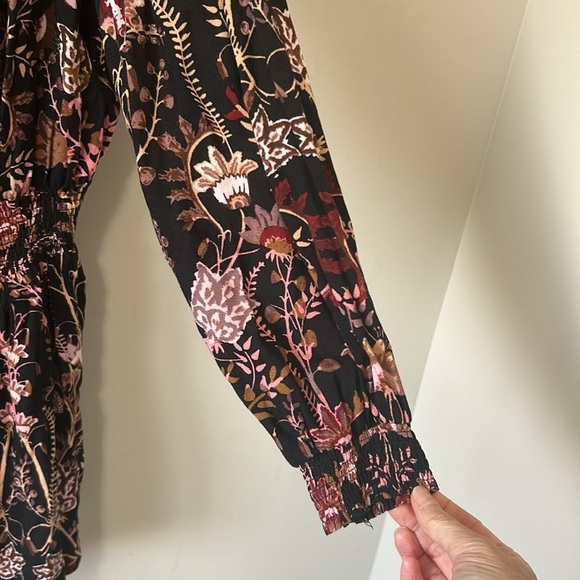 Free People Pretty and Free Open Back Romper Floral Black Pink Sz S - Picture 5 of 11